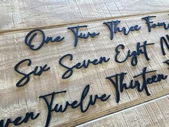 Cursive Wedding Table Number SET, DIY thin modern Black or White ...