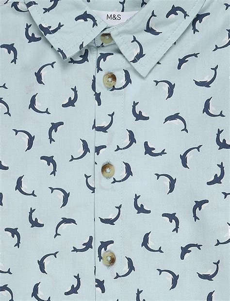 Buy Pure Cotton Printed Spread Collar Shirt at Marks & Spencer