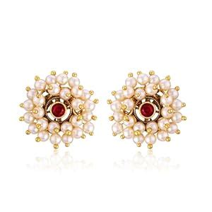 Buy Vighnaharta Allure Princess Red Mayur Peacock Pearls moti Stud ...