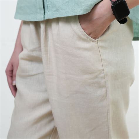 Relaxed fit Pants- 100% Premium Linen - Women - Beige – Rimore