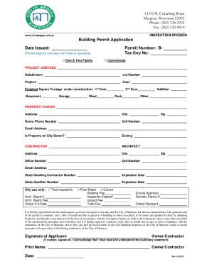 Fillable Online Building Permit Application Date Issued: Permit ...