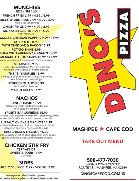 Dino's Take Out Menu 2025 | Dino's Sports Bar
