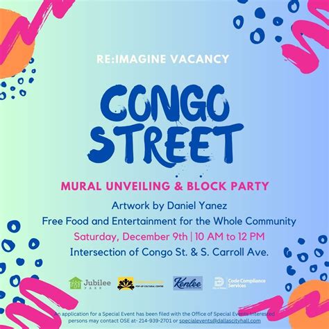 RE:Imagine Vacancy - Congo St. Mural Unveiling & Block Party, Congo St ...