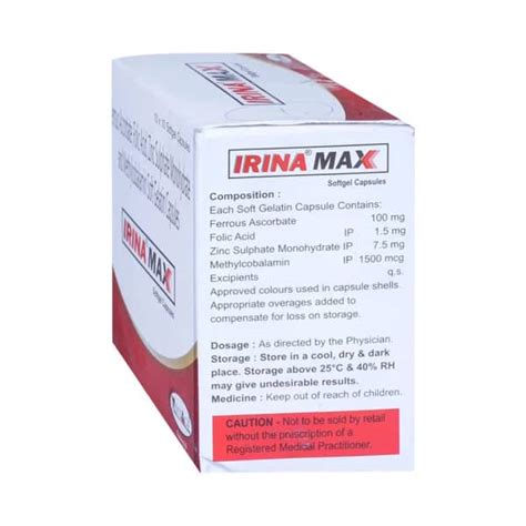 Irina Max Strip Of 10 Capsules: Uses, Side Effects, Price & Dosage ...