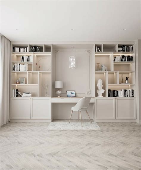 Contemporary Home Library Computer Room 的图像结果