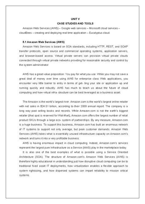CC UNIT V - Case Studies on AWS, Google, and Microsoft Cloud Services ...
