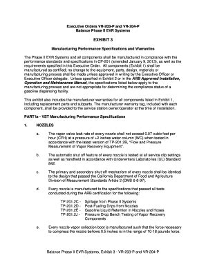 Fillable Online Executive Order VR-201-A Healy Phase II EVR System Fax ...