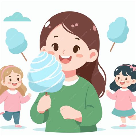 Vector of people eating cotton candy | Premium AI-generated vector