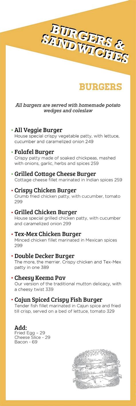 Menu at The Grub Central, Bengaluru