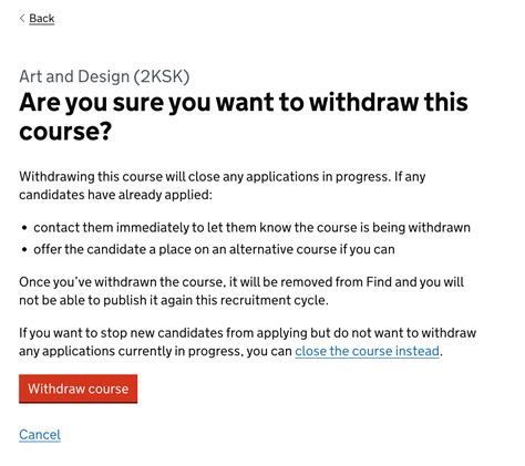 Improving the guidance when a training provider withdraws a course ...
