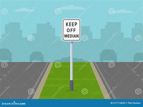 Driving Rules And Tips. Divided Lane Road And Keep Off Median Traffic ...