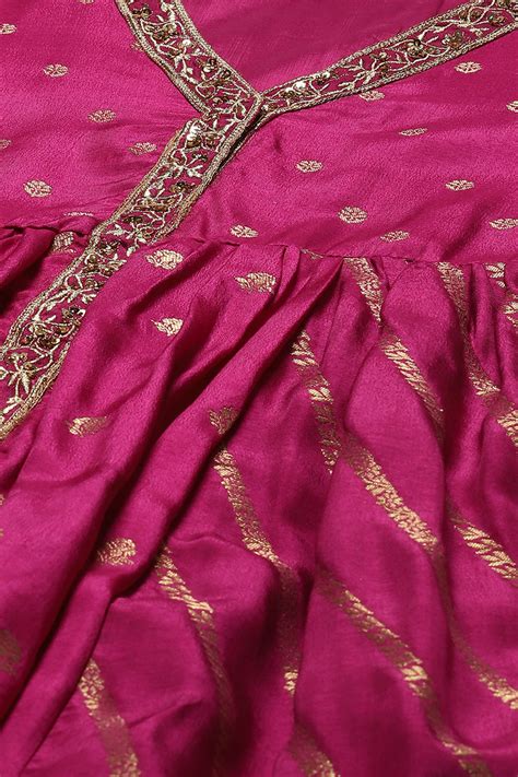 Meganta Viscose Brocade Anarkali Kurta Flared Palazzo Suit Set at Biba ...