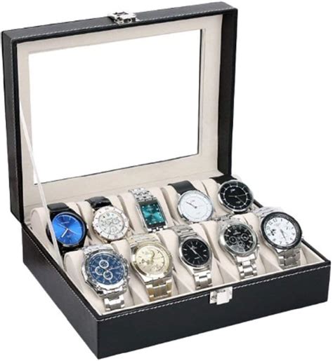 Rylan Watch Box Organizer PU Leather 6 Slots Wrist Watch Display Box ...