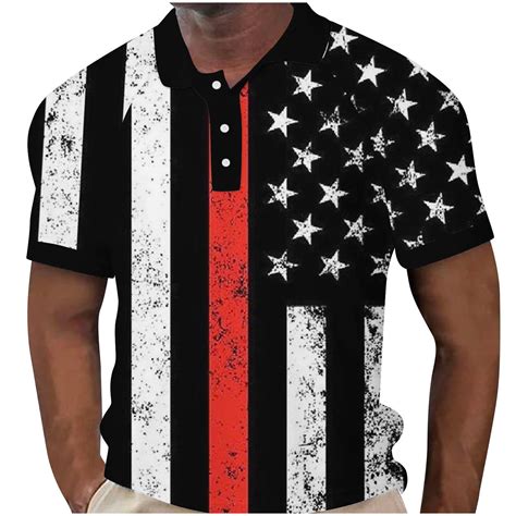 APEXFWDT USA Flag Golf Shirt for Men Short Sleeve Golf Collared Tshirt ...