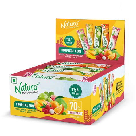 Naturo Tropical Fun Assorted Fruit Bars – 40 Pack Dispenser | Healthy ...