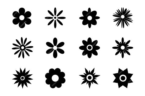 Premium Vector | Flower icon silhouettes isolated on white background simple daisy flowers black ...