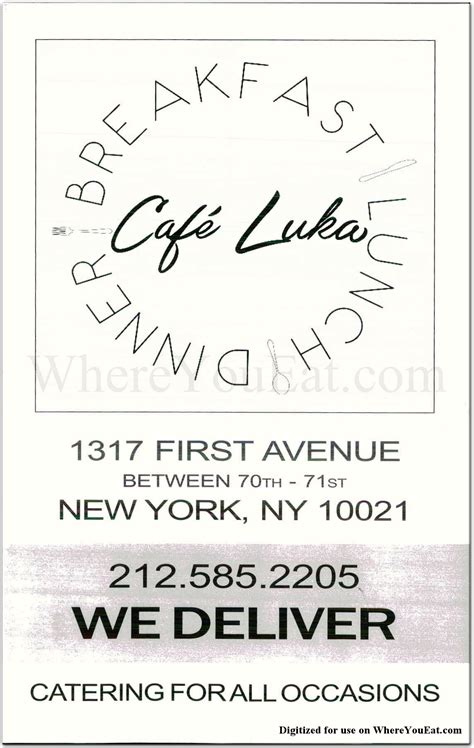 Cafe Luka Restaurant in NEW YORK / Menus & Photos