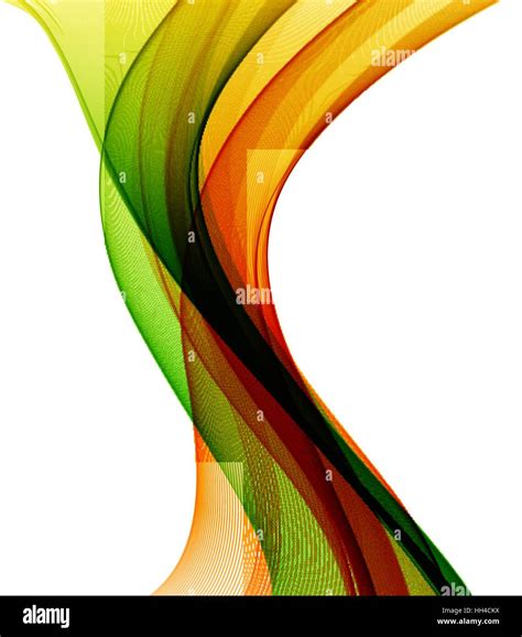 Colorful vector wavy lines. Abstract background. Green and orange wave ...
