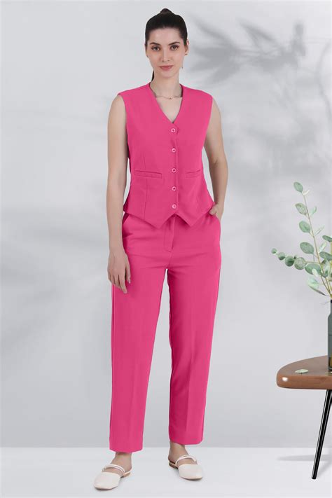 Waistcoat And Trousers Co-ord Set - Pink – Charcoal Threads
