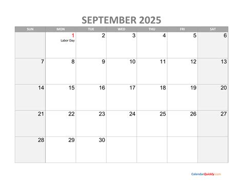 September Calendar 2025 with Holidays | Calendar Quickly