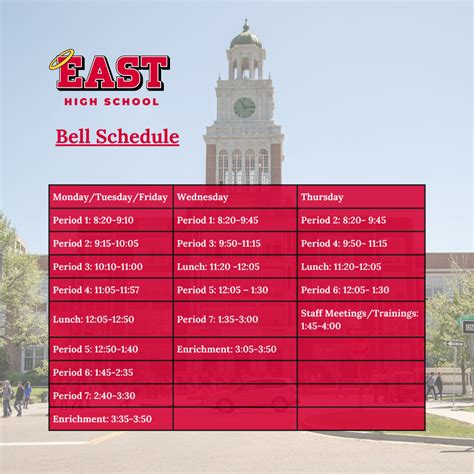 High School East Bell Schedule at Elizabeth Burrows blog
