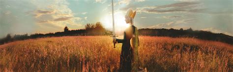 Download wallpaper field, girl, style, sword, fantasy, image, warrior ...