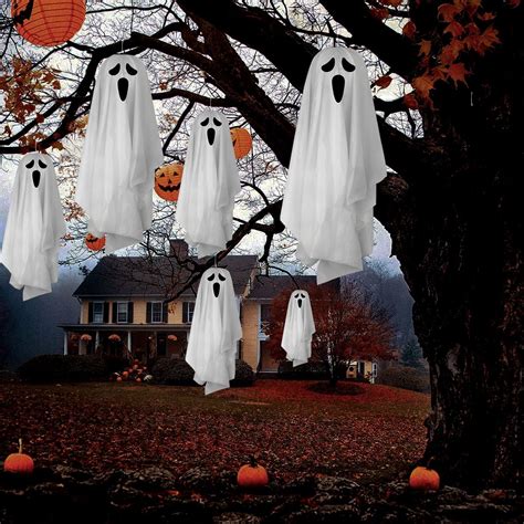 Amazon.com: Glowing Ghost Halloween Decorations Outdoor: 6ct LED ...