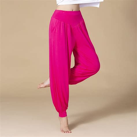 Women's Yoga Pants Side Pockets Wide Leg Harem High Waist Gym Workout ...