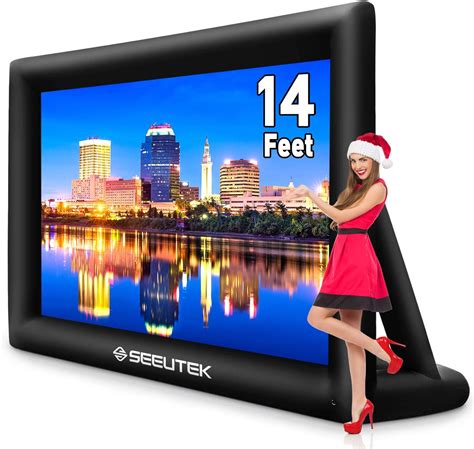 Seeutek 14 Feet Inflatable Outdoor Movie Projector Screen Outside Blow ...