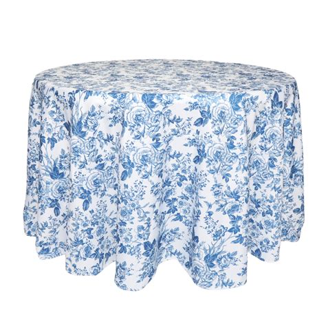 French Toile 120" Round Tablecloth - Blue - CV Linens™