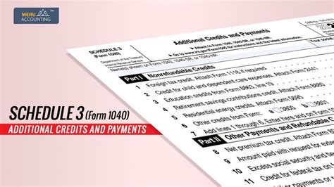 Form 1040 Schedule 3, Additional Credits and Payments - YouTube