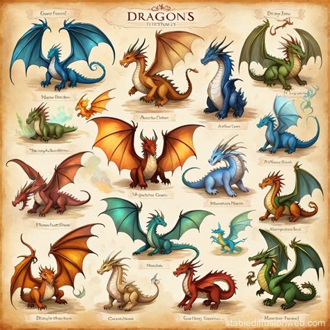Chart of Different Types of Dragons | Stable Diffusion Online