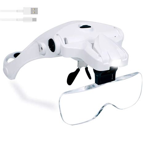 Hands Free Headband Magnifying Glass, USB Charging Head Magnifier with ...