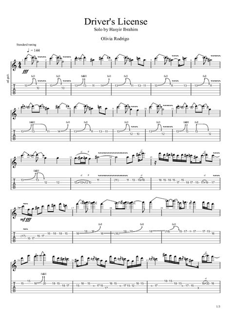 Olivia Rodrigo - drivers license GUITAR SOLO Tab - Hasyir Ibrahim