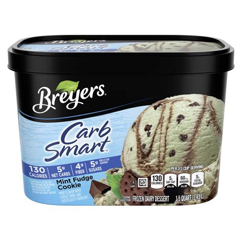 Breyers, Carb Smart, Frozen Dairy Dessert, Mint Fudge Cookie Flavor ...
