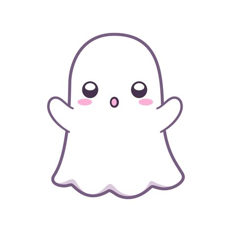 Kawaii ghost clipart doodle. Scary cute Halloween ghost cartoon vector ...
