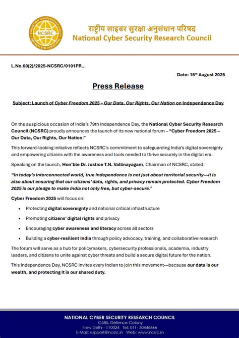 Press Release - Cyber Freedom 2025
