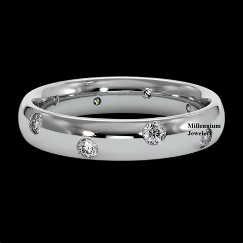 Flush Set Moissanite Diamond Wedding Band Ring VVS Stacking Ring Band ...