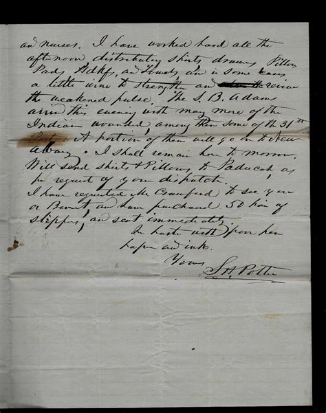 CIVIL WAR LETTER - Caring for Wounded INDIANA Soldiers from BATTLE of ...
