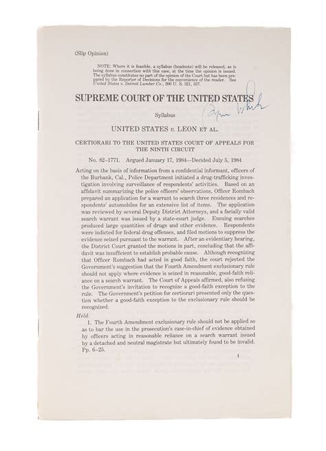 United States v Leon et Al Slip Opinion , 1984 | Supreme Court of the ...