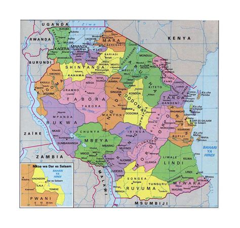 Tanzania Map Africa