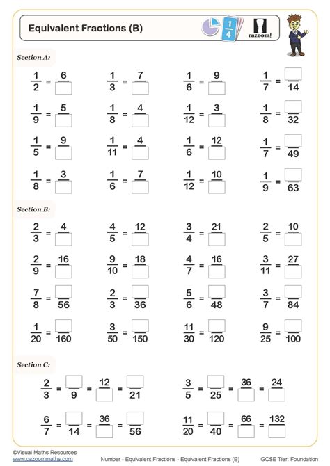 Equivalent Fractions (A) Worksheet | Printable Maths Worksheets