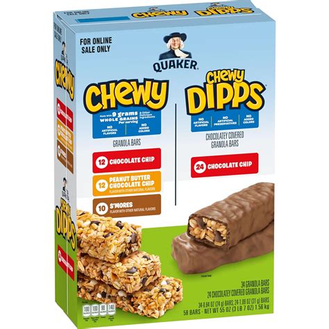 Amazon.com : Quaker Chewy Granola Bars, Chewy & Dipps Variety Pack, (58 ...