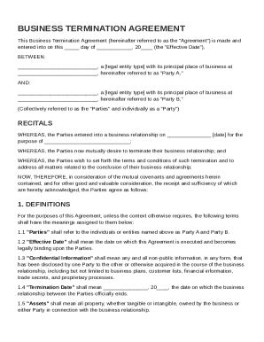 Business Termination Contract Template Form - Fill Online, Printable ...