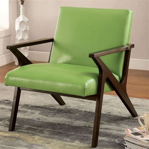 Apple Green Faux Leather Accent Chair