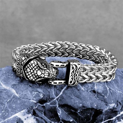 Viking Snake Head Men's Bracelet Street Culture Punk Jewelry – BLING QUEEN