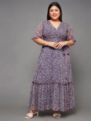 Buy Miss Chase A+ Curve Collection Plus Size Women's-Purple Chiffon ...