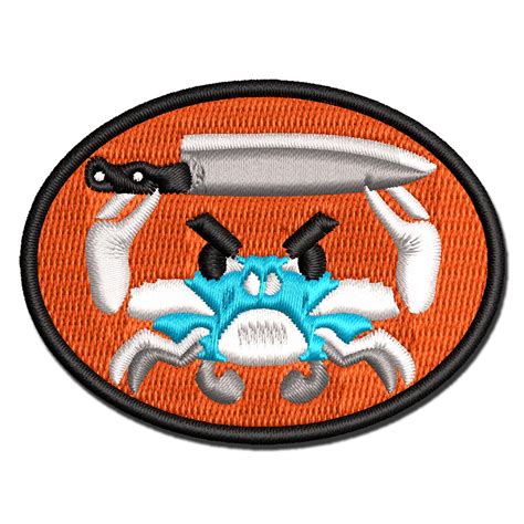 Angry Blue Crab with Knife Applique Multi-Color Embroidered Hook & Loop ...