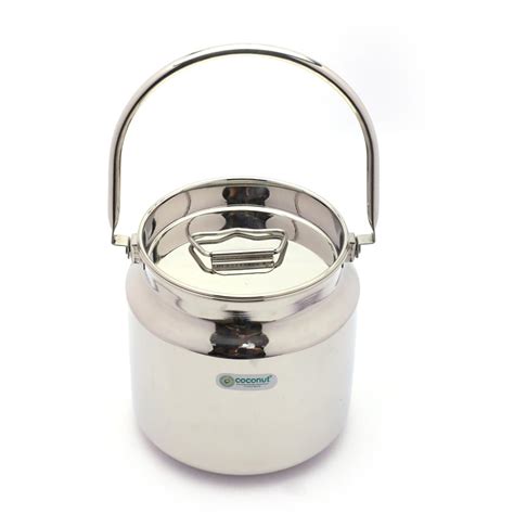 Coconut Stainless Steel Nano Bharani/Milk Pot/Oil Pot with Lid - 1 Unit ...