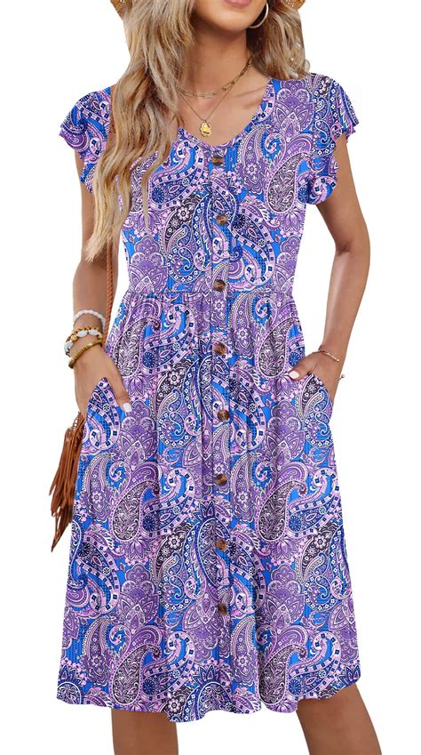 Fantaslook Women Summer Dresses V Neck Ruffle Sleeve Casual Flowy ...